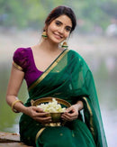 Attractive Green Cotton Silk Saree
