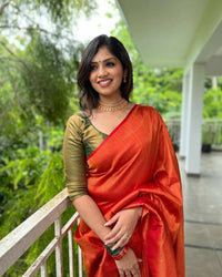 Evanescent Red Soft Silk Saree