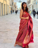 Dark Maroon Jacquard Work Saree