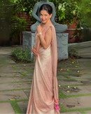Mrinalini - Pink Banarasi Silk Saree with Subtle Zari Geometric Weave