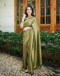 Soft Banarasi Silk Golden Zari Weaving Saree