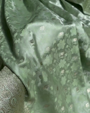 Shailee - Mint Green Satin Katan Silk Saree with Floral Zari Weave