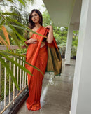 Evanescent Red Soft Silk Saree