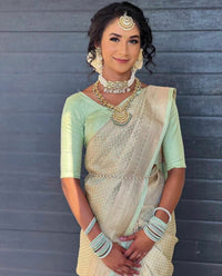 Vedhika Pista Soft Silk Saree