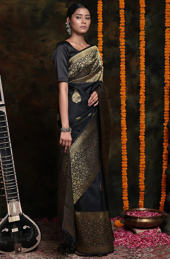 Beautiful Black Soft Silk Saree