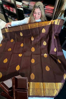 Tantalizing Brown Soft Banarasi Silk Saree With Prominent Blouse Piece