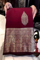 Supernal Wine Soft Banarasi Silk Saree With Devastating Blouse Piece
