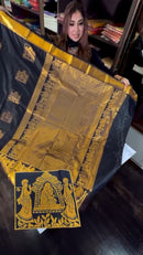Sizzling Navy Blue Soft Banarasi Silk Saree With Petrichor Blouse Piece