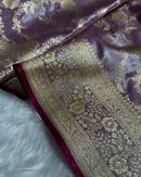 Annapurna - Mauve Satin Saree with Zari Weaving Silk Saree with Zari Border