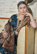 Dark Green Zari Woven Banarasi Jaal Katan Silk Saree