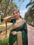 Green Banarasi Katan Soft Silk Saree