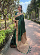 Green Banarasi Katan Soft Silk Saree