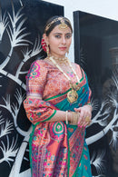 Latest Mint Green Meenakari Paithani Silk Zari Woven Saree