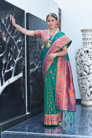 Latest Mint Green Meenakari Paithani Silk Zari Woven Saree