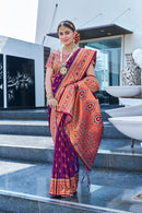 Latest Purple Meenakari Paithani Silk Zari Woven Saree