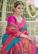 Rama Colour Butti Zari Woven Paithani Silk Saree With Resham Tassel