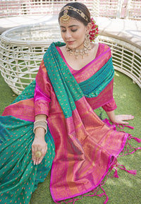 Green Colour Butti Zari Woven Paithani Silk Saree With Resham Tassel