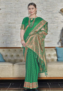 Banarasi Katan Silk Zari Woven Green Colour Saree