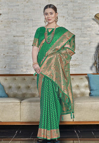 Banarasi Katan Silk Zari Woven Green Colour Saree