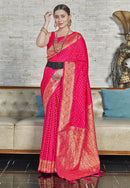 Banarasi Katan Silk Zari Woven Pink Colour Saree
