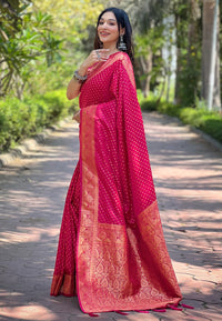 Pink Banarasi Katan Silk Zari Woven Saree