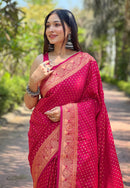 Pink Banarasi Katan Silk Zari Woven Saree