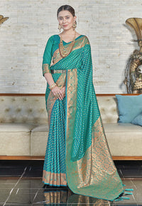 Banarasi Katan Silk Zari Woven Rama Colour Saree