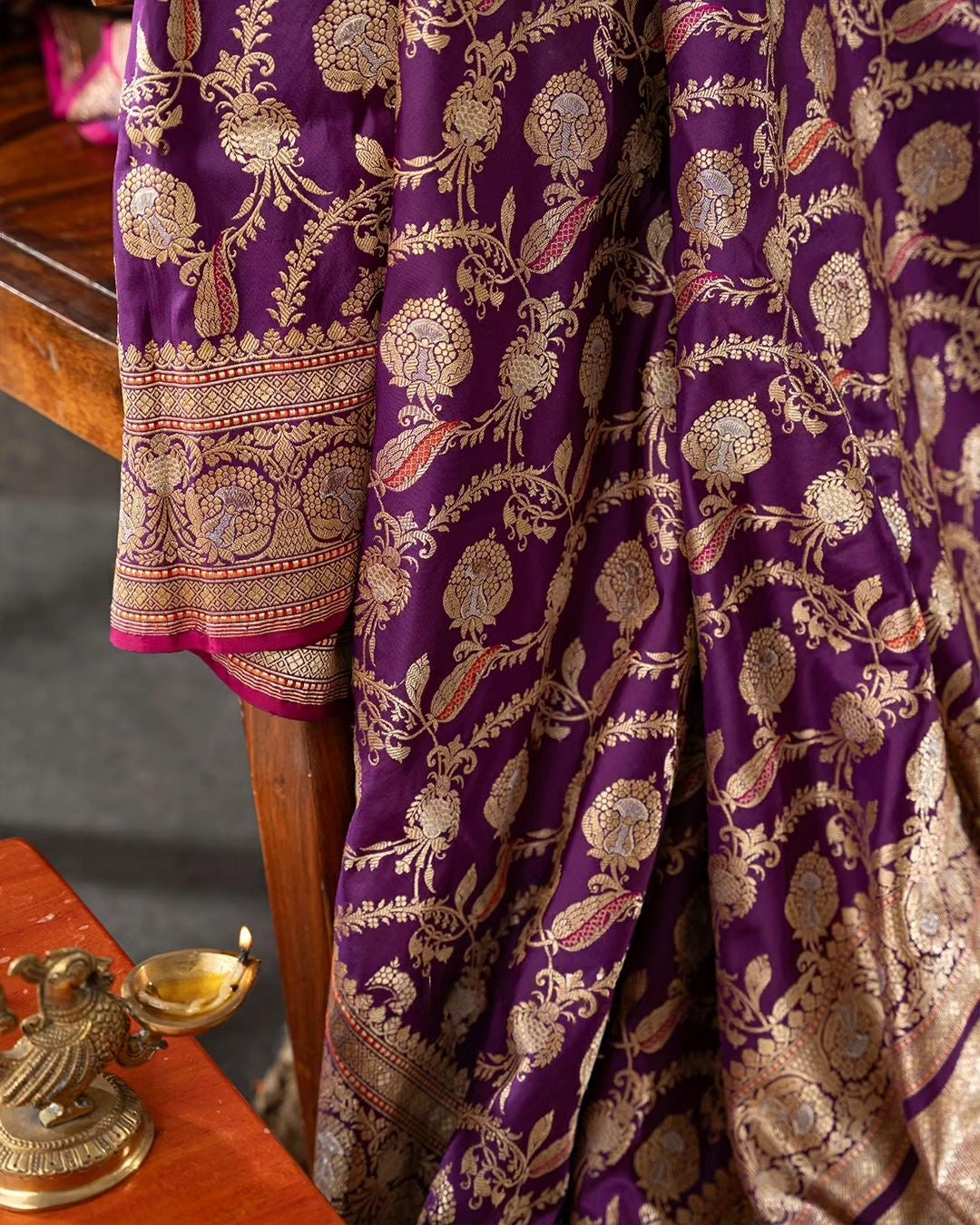 Violet Luxurious Soft Banarasi Silk Saree