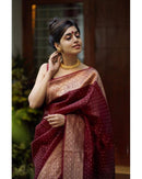Claret Maroon Banarasi Silk Saree