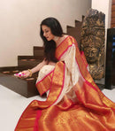 Ointmen White  Banarasi Silk Saree
