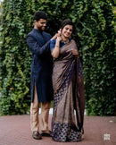 Dusky Blue Banarasi Silk Saree