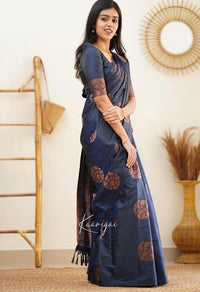 Sapphire Blue Banarasi Silk Saree