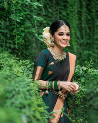 Basil Green Banarasi Silk Saree