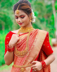 Vermeil Red Banarasi Silk Saree
