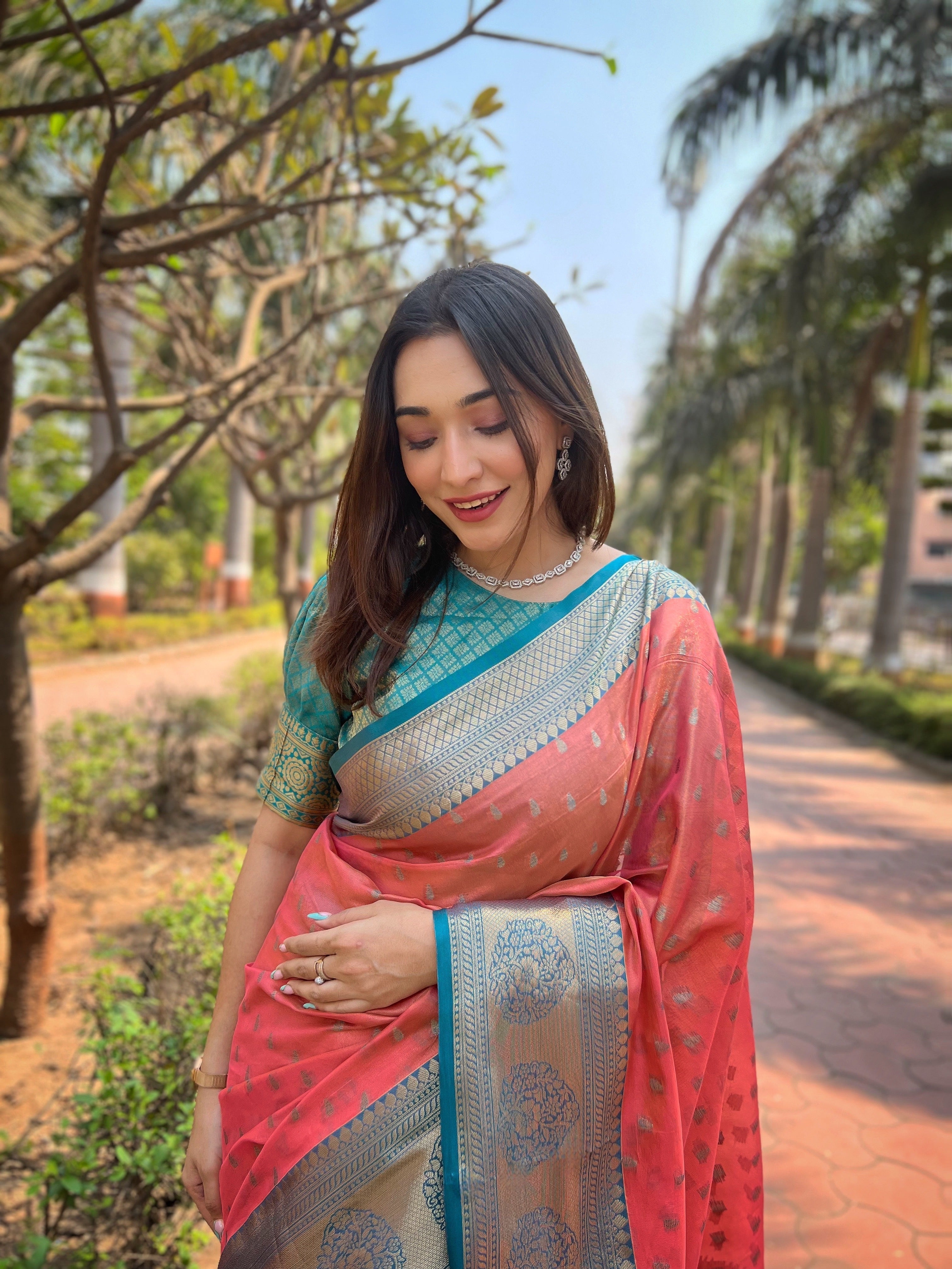 Red Kanchipuram Tissue Silk Traditional Zari Woven Saree