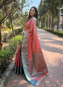 Red Kanchipuram Tissue Silk Traditional Zari Woven Saree