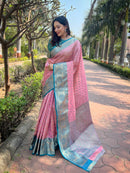 Pink Kanchipuram Tissue Silk Traditional Zari Woven Saree
