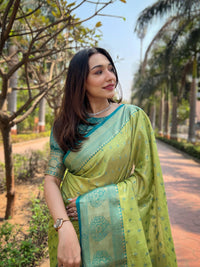 Green Kanchipuram Tissue Silk Traditional Zari Woven Saree