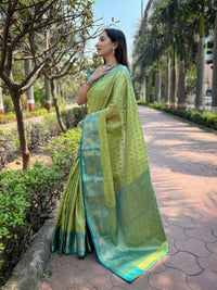 Green Kanchipuram Tissue Silk Traditional Zari Woven Saree