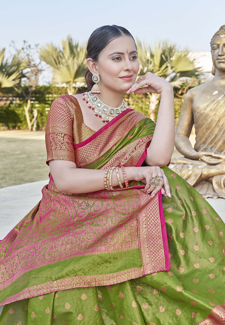 Light Green Colour Kanchipuram Tissue Silk Saree