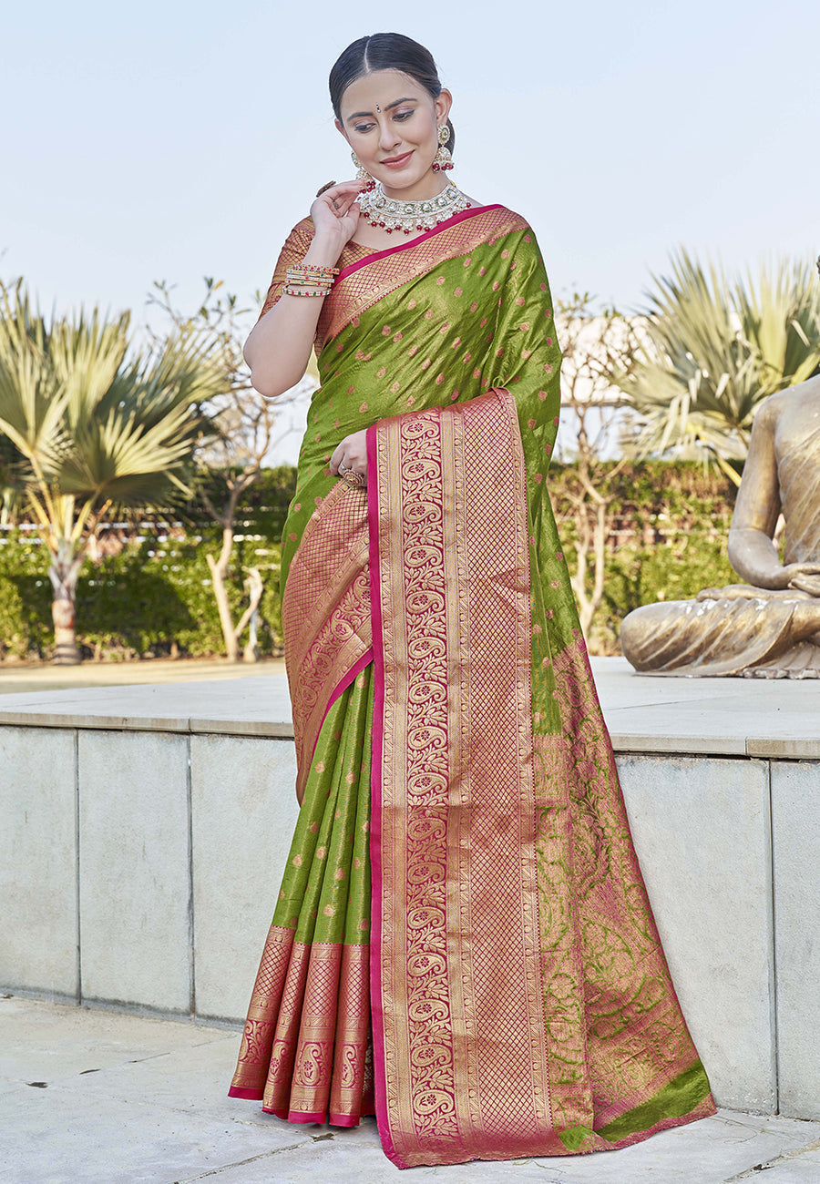 Light Green Colour Kanchipuram Tissue Silk Saree