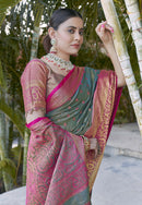 Grey Colour Kanchipuram Tissue Silk Saree