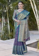Navy Colour Kanchipuram Tissue Silk Saree