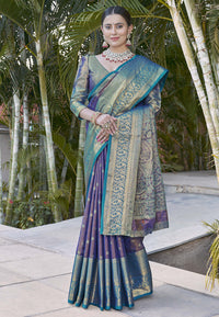 Navy Colour Kanchipuram Tissue Silk Saree