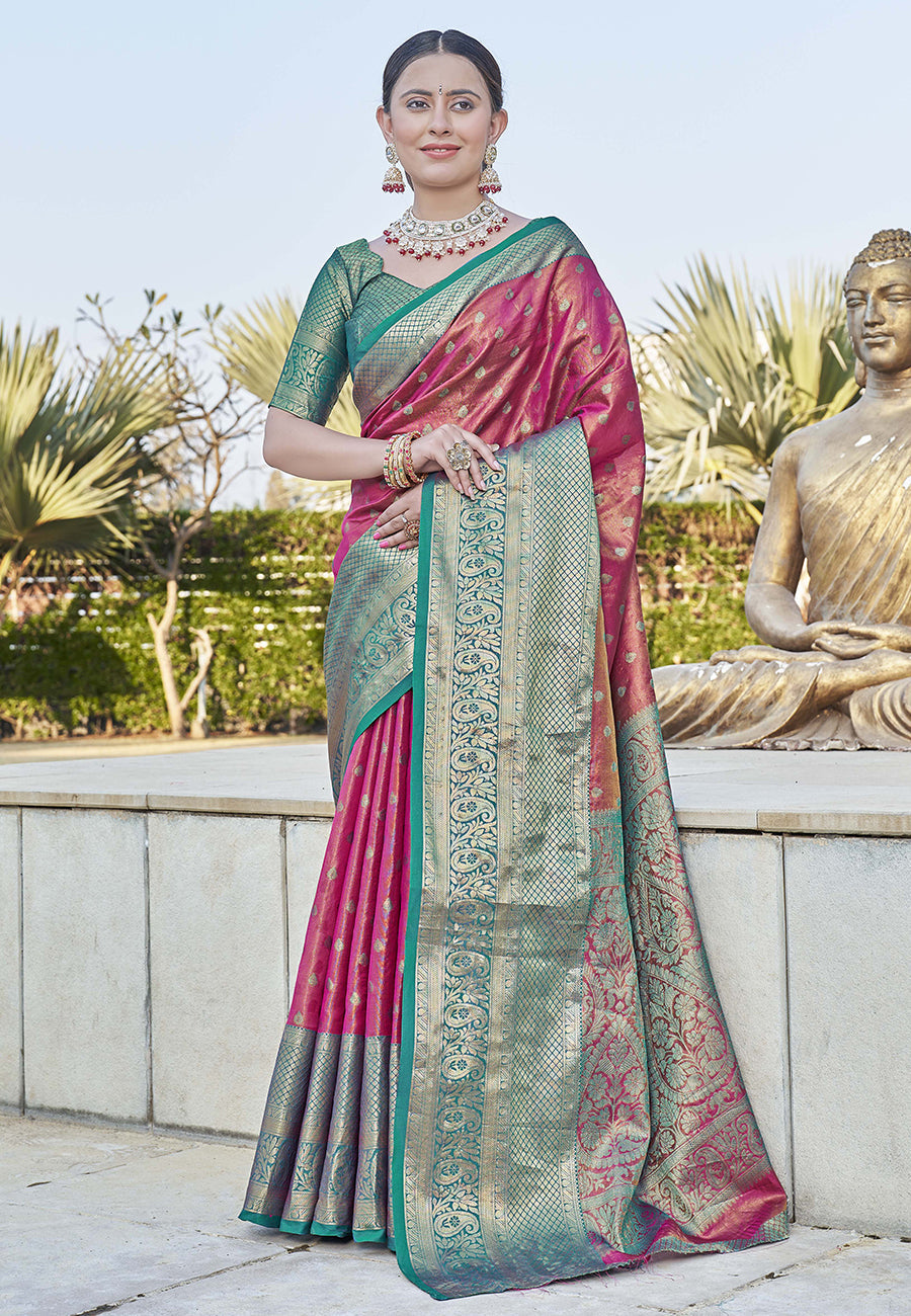 Pink Colour Kanchipuram Tissue Silk Saree