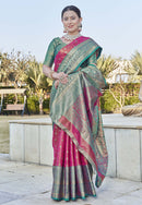 Pink Colour Kanchipuram Tissue Silk Saree