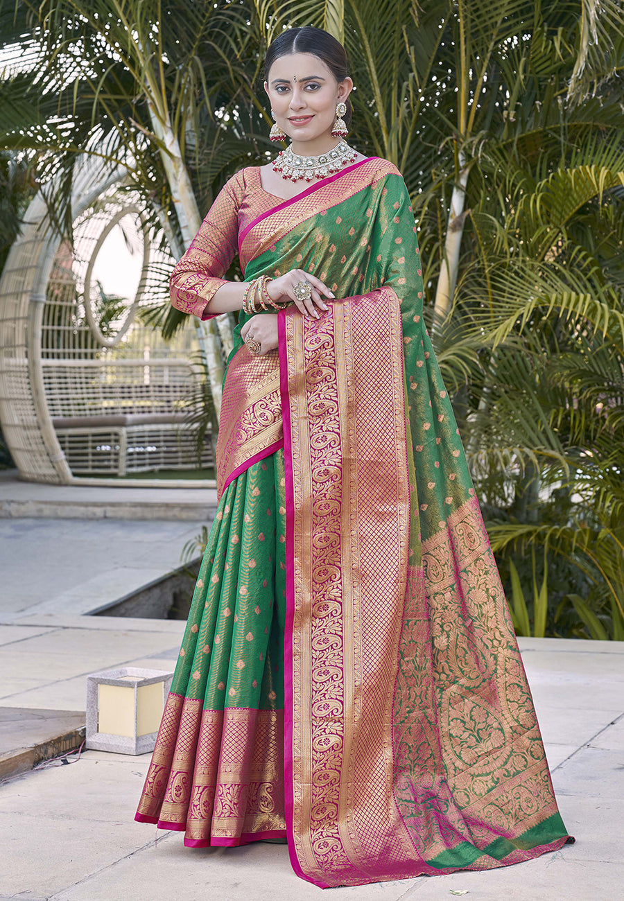 Green Colour Kanchipuram Tissue Silk Saree