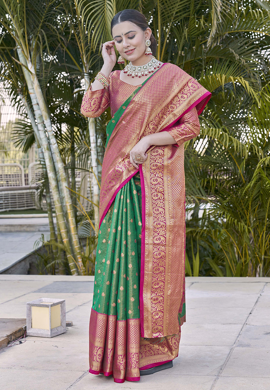 Green Colour Kanchipuram Tissue Silk Saree
