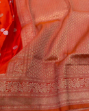 Mrinalika – Red Banarasi Mashru Satin Silk Saree with Zari Buta Weaving