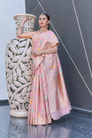 Baby Pink Organza Jaal Zari Woven Saree